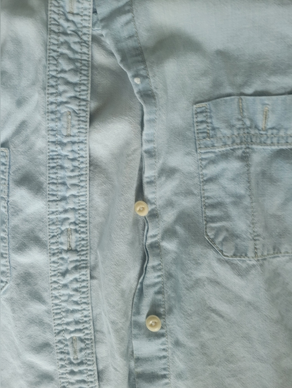 Madewell Slim Chambray Button Down Shirt Light Blue Utility Pocket Cotton Top M - Picture 9 of 9